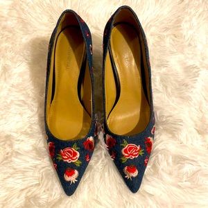 Gunmetal brand Blue denim pumps